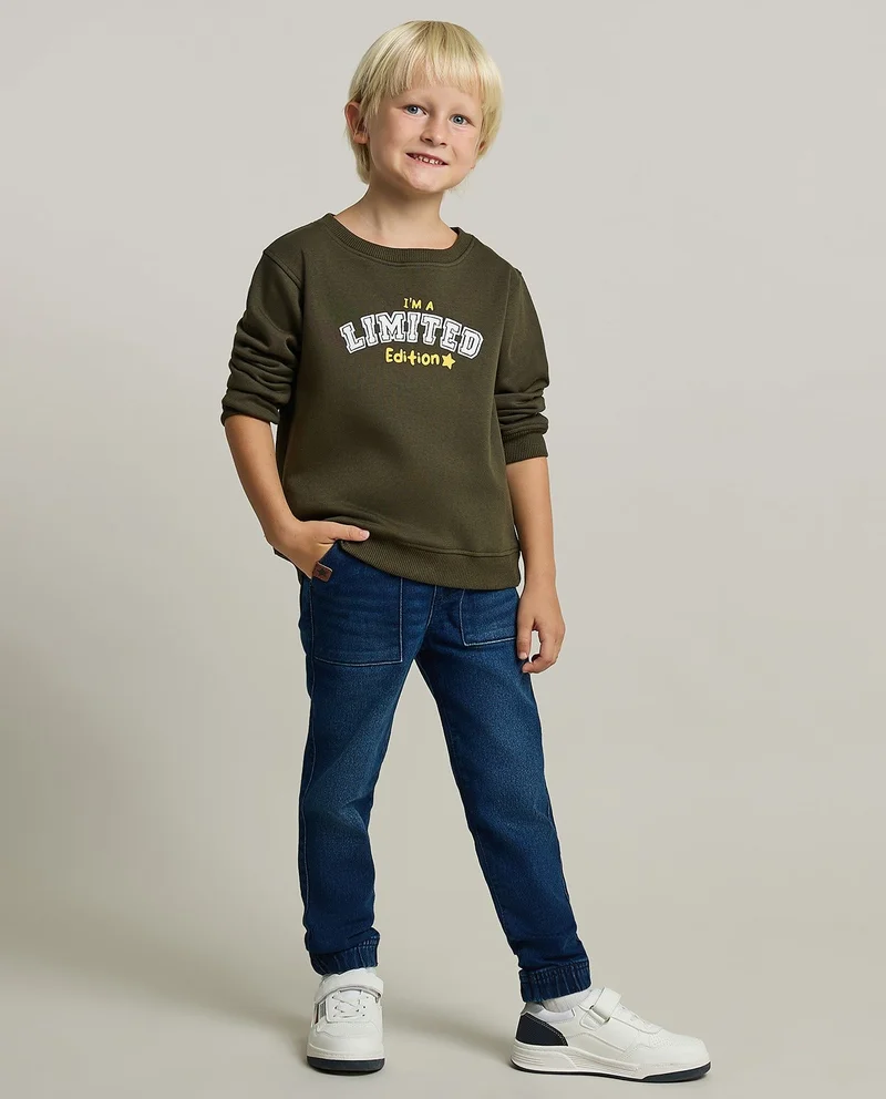 أر أند بي Printed Sweatshirt with Crew Neck and Long Sleeves
