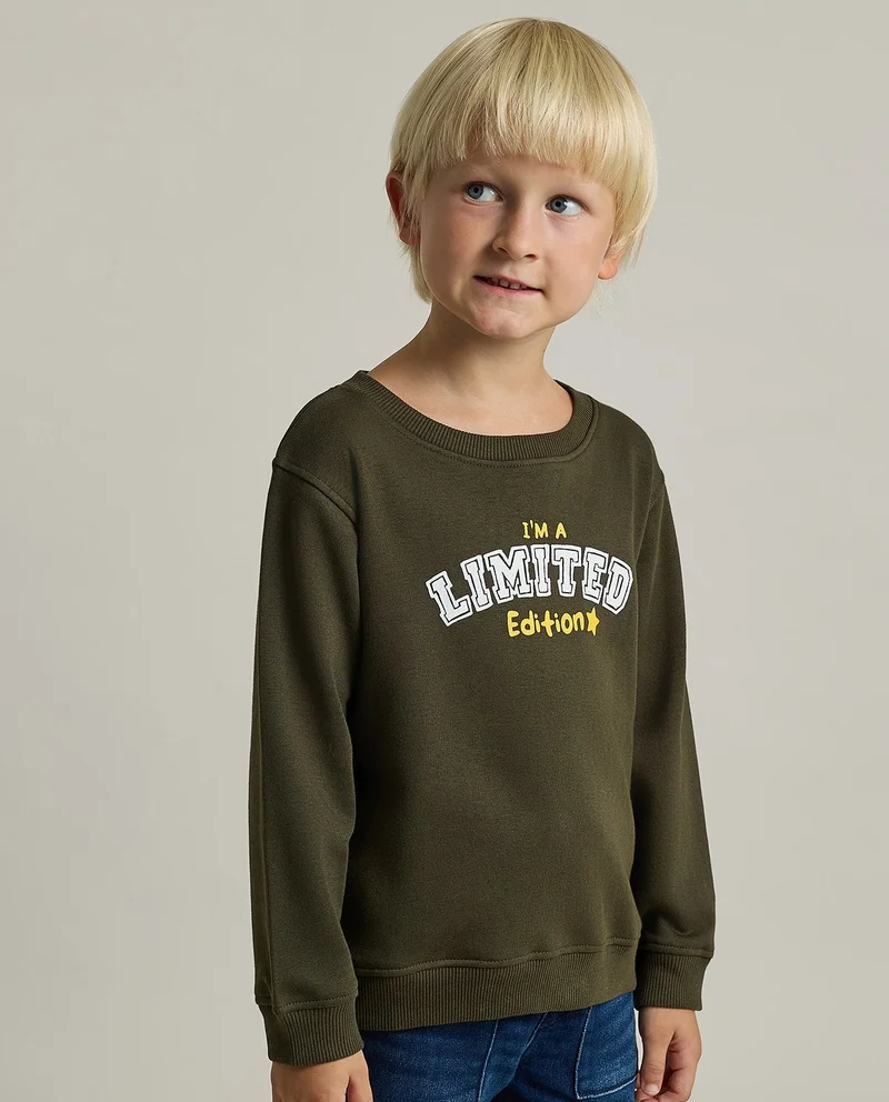 أر أند بي Printed Sweatshirt with Crew Neck and Long Sleeves