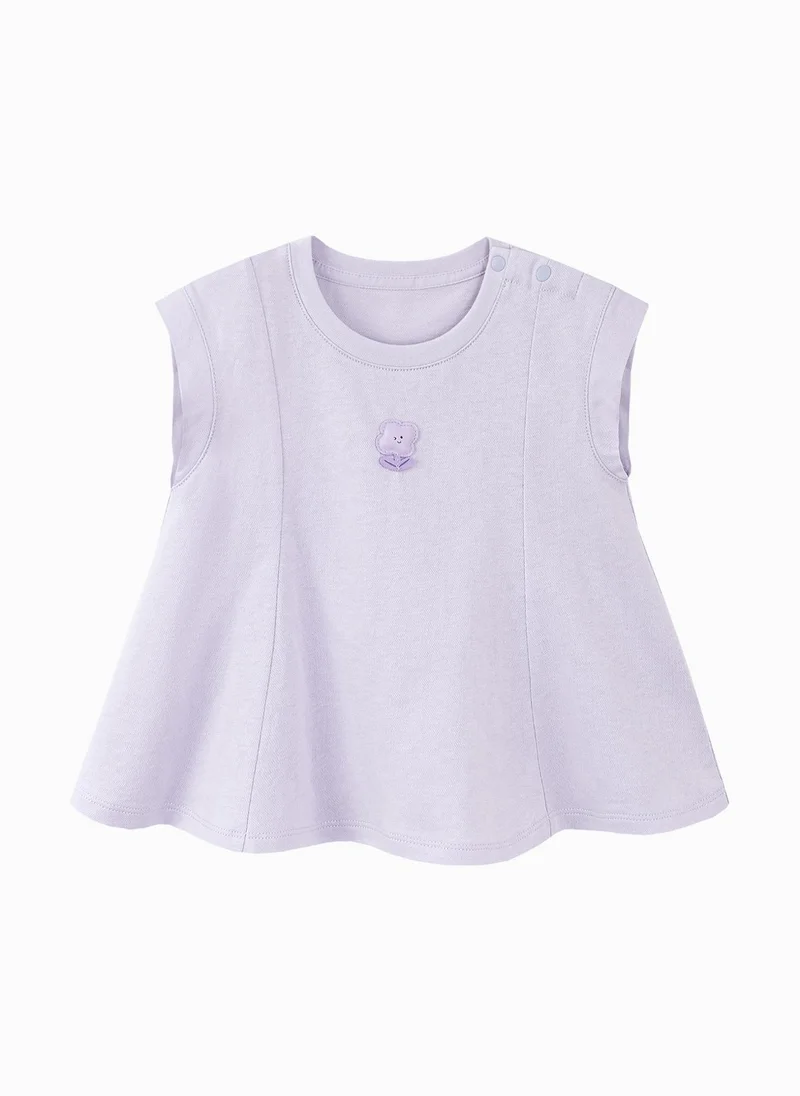 mini bala Girls Toddler Cute Flower Embroidered Crew Neck Sleeveless Vest Soft Breathable Lightweight Comfortable Summer New Style Casual Daily Wear Baby Girl's Fashion Vest