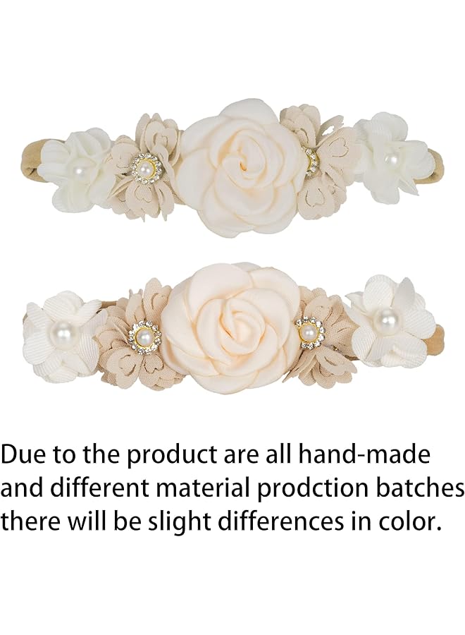 Excefore 3 Pack Baby Girl Flower Headbands Set Elastic Floral Hair Band With Bow For Newborn Infant Toddler Soft Lace Floral Hairbands Newborn Infant Toddlers Kids Hair Accessories For Newborn Toddler - Image 4