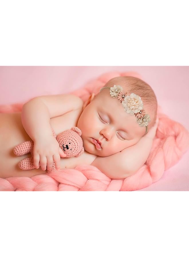 Excefore 3 Pack Baby Girl Flower Headbands Set Elastic Floral Hair Band With Bow For Newborn Infant Toddler Soft Lace Floral Hairbands Newborn Infant Toddlers Kids Hair Accessories For Newborn Toddler - Image 5