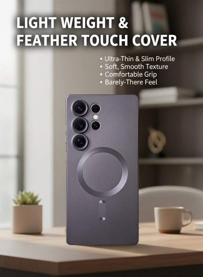 غطاء خلفي من السيليكون بتقنية MagSafe لهاتف سامسونج جالاكسي S25 ألترا، مقاوم للصدمات والاصفرار، متين وذو فتحات دقيقة - حماية من الخدوش والغبار والبقع، غطاء هاتف نحيف مزود بمغناطيس قوي لهاتف سامسونج جالاكسي S25 ألترا - Image 5