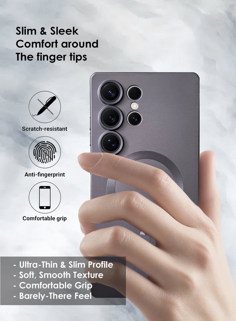 غطاء خلفي من السيليكون بتقنية MagSafe لهاتف سامسونج جالاكسي S25 ألترا، مقاوم للصدمات والاصفرار، متين وذو فتحات دقيقة - حماية من الخدوش والغبار والبقع، غطاء هاتف نحيف مزود بمغناطيس قوي لهاتف سامسونج جالاكسي S25 ألترا - Image 4