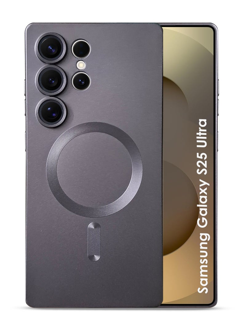 غطاء خلفي من السيليكون بتقنية MagSafe لهاتف سامسونج جالاكسي S25 ألترا، مقاوم للصدمات والاصفرار، متين وذو فتحات دقيقة - حماية من الخدوش والغبار والبقع، غطاء هاتف نحيف مزود بمغناطيس قوي لهاتف سامسونج جالاكسي S25 ألترا - Image 1