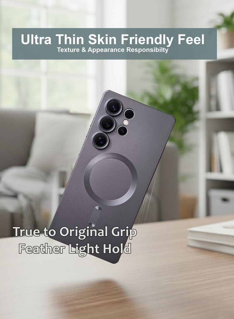 غطاء خلفي من السيليكون بتقنية MagSafe لهاتف سامسونج جالاكسي S25 ألترا، مقاوم للصدمات والاصفرار، متين وذو فتحات دقيقة - حماية من الخدوش والغبار والبقع، غطاء هاتف نحيف مزود بمغناطيس قوي لهاتف سامسونج جالاكسي S25 ألترا - Image 2