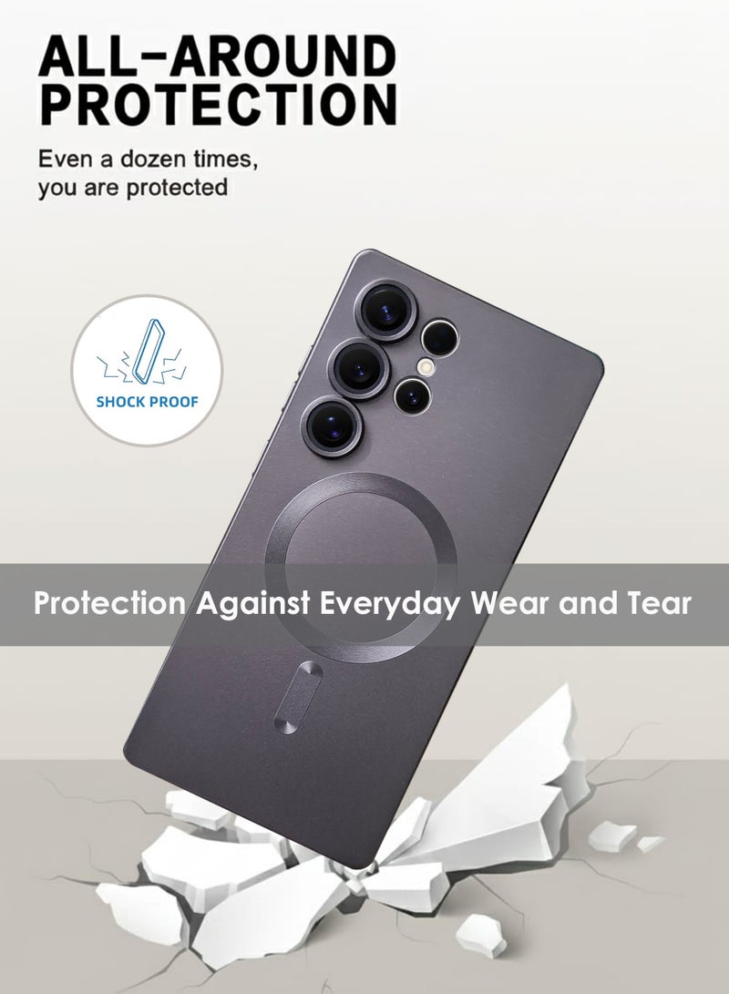 غطاء خلفي من السيليكون بتقنية MagSafe لهاتف سامسونج جالاكسي S25 ألترا، مقاوم للصدمات والاصفرار، متين وذو فتحات دقيقة - حماية من الخدوش والغبار والبقع، غطاء هاتف نحيف مزود بمغناطيس قوي لهاتف سامسونج جالاكسي S25 ألترا - Image 3