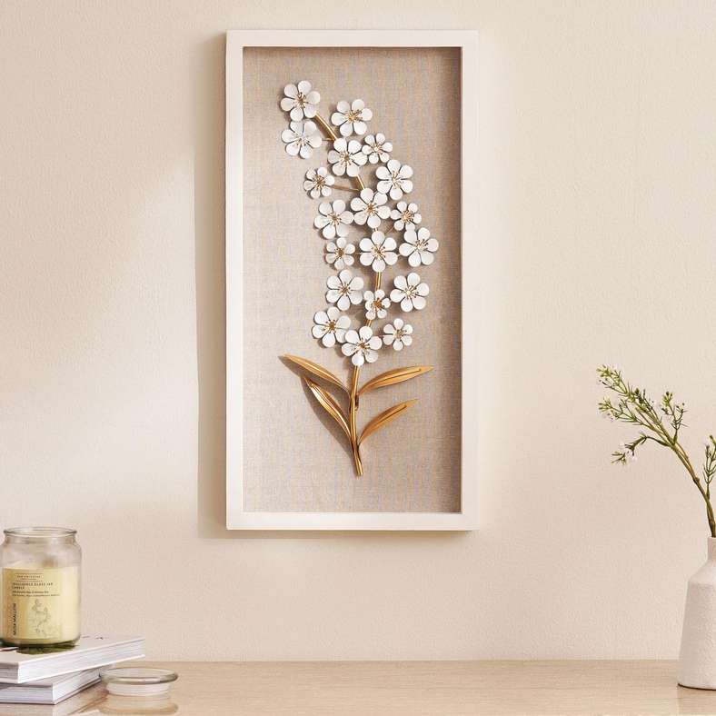 Francesca Floral Framed Wall Decor 30x4.4x60cm-White