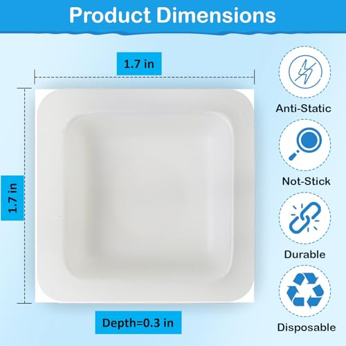 Labnique Small 1.7" Square Polystyrene Weigh Boats, Weighing Dishes, Weighing Boats, Anti-Static Disposable Tray, 10ml (160 pcs) - Image 2