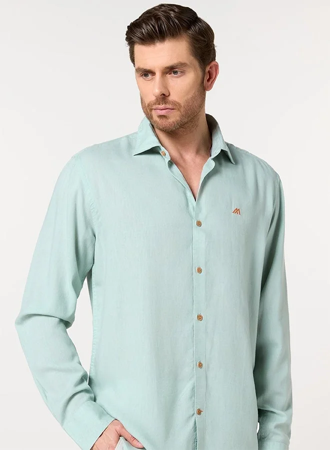تكلف The Lagoon Fresh Light Sea Green Lyocell Shirt with Crisp Coolness