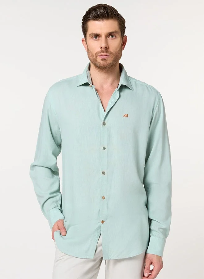 تكلف The Lagoon Fresh Light Sea Green Lyocell Shirt with Crisp Coolness
