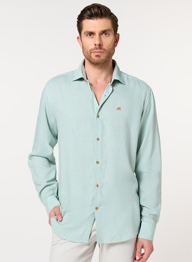 Mannerism The Lagoon Fresh Light Sea Green Lyocell Linen Shirt with Crisp Coolness - Image 2