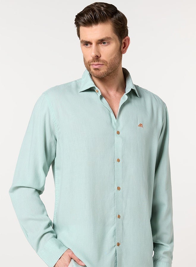 Mannerism The Lagoon Fresh Light Sea Green Lyocell Linen Shirt with Crisp Coolness - Image 1
