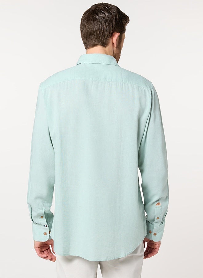 Mannerism The Lagoon Fresh Light Sea Green Lyocell Linen Shirt with Crisp Coolness - Image 4