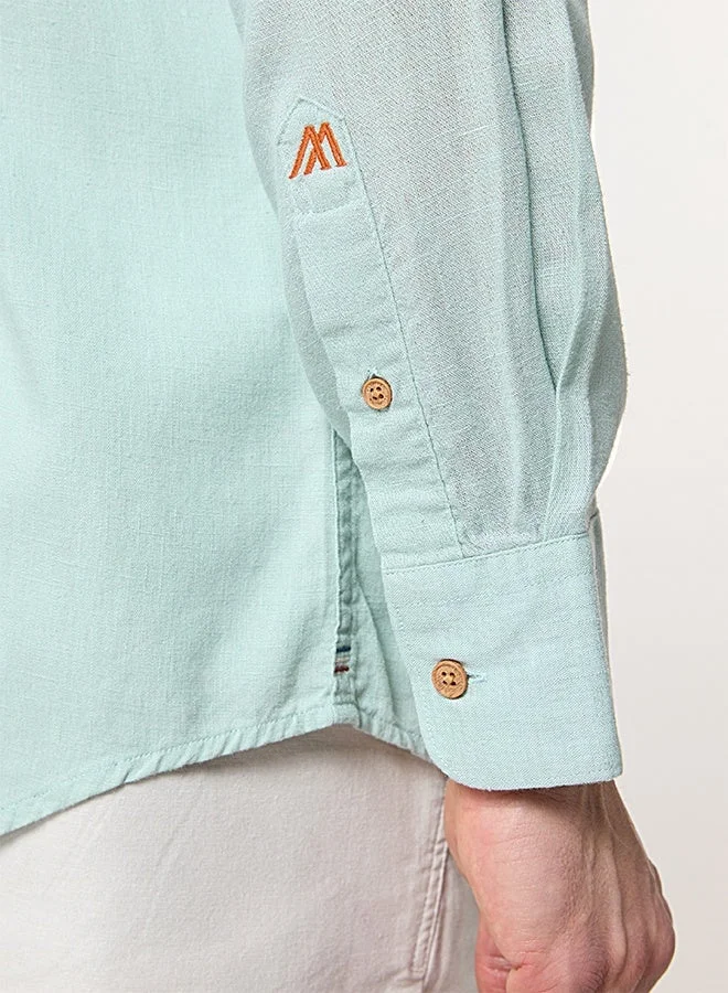 MANNERISM  The Lagoon Fresh Light Sea Green Lyocell Linen Shirt with Crisp Coolness for Men | Best Price UAE