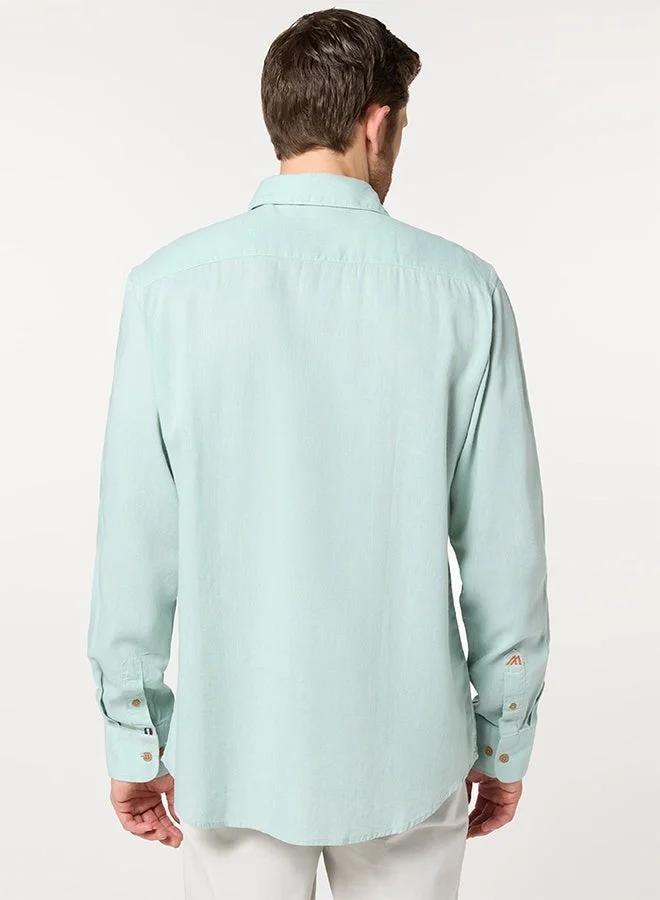 MANNERISM  The Lagoon Fresh Light Sea Green Lyocell Linen Shirt with Crisp Coolness for Men | Best Price UAE