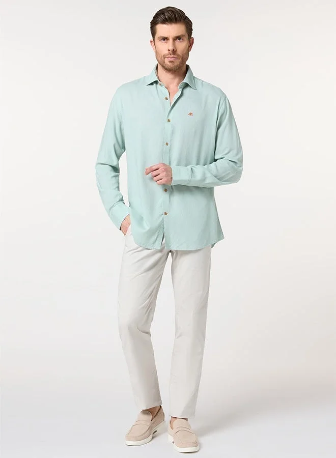 MANNERISM  The Lagoon Fresh Light Sea Green Lyocell Linen Shirt with Crisp Coolness for Men | Best Price UAE