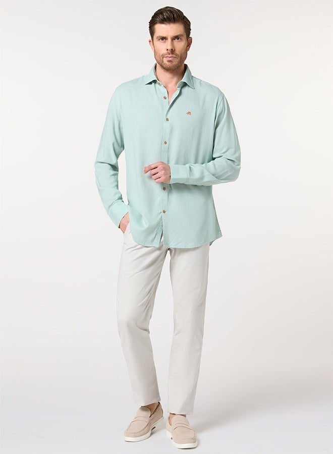 مانرزم The Lagoon Fresh Light Sea Green Lyocell Linen Shirt with Crisp Coolness - Image 4