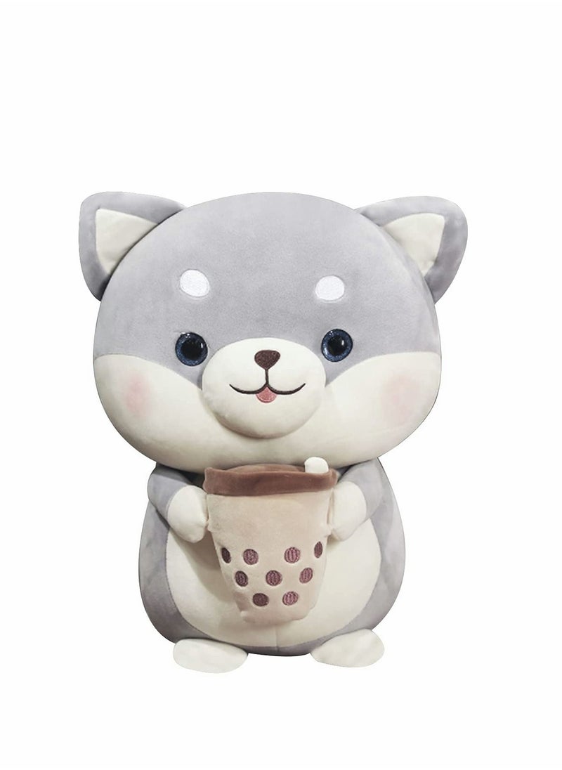SYOSI Hugging Toy, Stuffed Animal Plush Toys Pillow, Milk Tea Dog Plush Gray Soft Doll Toys, Plush Toy Gifts for Kids, Girls, Boys, Birthday, Valentines Party  - Image 1