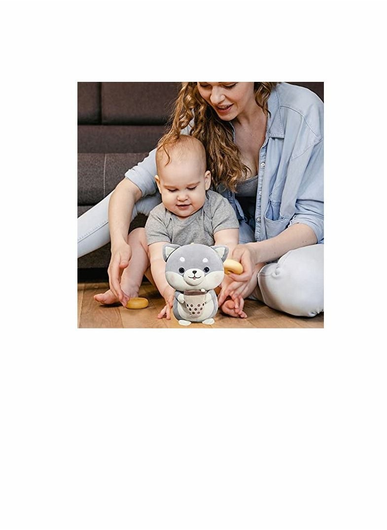 SYOSI Hugging Toy, Stuffed Animal Plush Toys Pillow, Milk Tea Dog Plush Gray Soft Doll Toys, Plush Toy Gifts for Kids, Girls, Boys, Birthday, Valentines Party  - Image 4