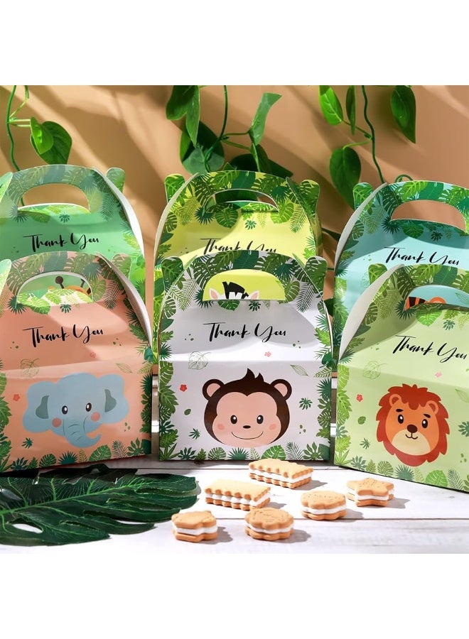 Marspark 12 قطعة صندوق حفلة حديقة الحيوان هدايا حفلة سفاري للأطفال حقائب حيوانات الغابة صندوق الحلوى حقائب الهدايا لوازم وديكورات حفلة عيد ميلاد ذات طابع سفاري - Image 5