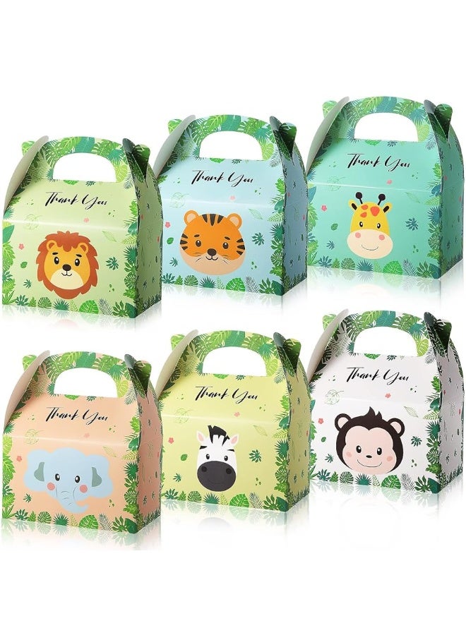 Marspark 12 قطعة صندوق حفلة حديقة الحيوان هدايا حفلة سفاري للأطفال حقائب حيوانات الغابة صندوق الحلوى حقائب الهدايا لوازم وديكورات حفلة عيد ميلاد ذات طابع سفاري - Image 3