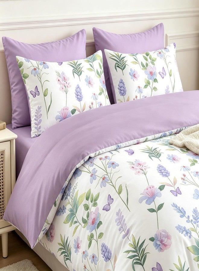 CCoutueChen Purple Lavender Comforter Set Full Size, Botanical Floral Bedding Set for Girls Cottagecore Bedroom, 3 Pieces Soft Fluffy Microfiber Comforter Sets with 2 Pillowcases, 79"x90" - Image 3