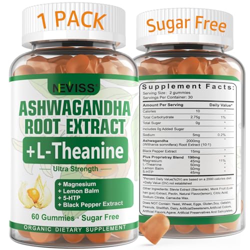 NEVISS Ashwagandha Gummies 2000mg Feel Refreshed Plus Proprietary Blend with 5HTP LTheanine Lemon Balm Magnesium for Calm Zzzs Mood Energy Relaxation Support 1 Pack 60 Countss - Image 2
