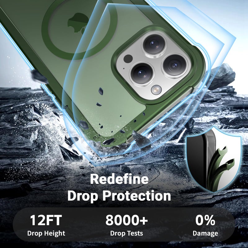 jaroco Magnetic for iPhone 14 Pro Max Case, [Compatible with MagSafe][Military Grade Drop Protection][Heavy Duty Protection][Non-Slip][Shockproof] 2-Layer Durable Bumper Phone Case 6.7''-Army Green - Image 3