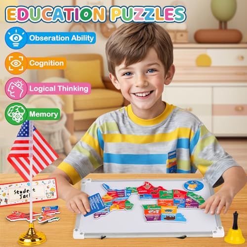Alritz Pretend Teacher Playset Role Pretend Play Kids School Toys Kit Include Map Calendar White Board Boys Girls Toys Birthday Gift for Ages 5 6 7 8 9 10 11 12 13 - Image 5