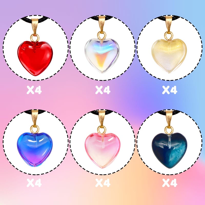 Omlisca Valentines Gifts for Kids 24 Pack Colorful Heart Shaped Pendant Necklace Birthday Party Favors Goodie Bags Filler for Women Party Supplies Wedding School Classroom Rewards Exchange - Image 4