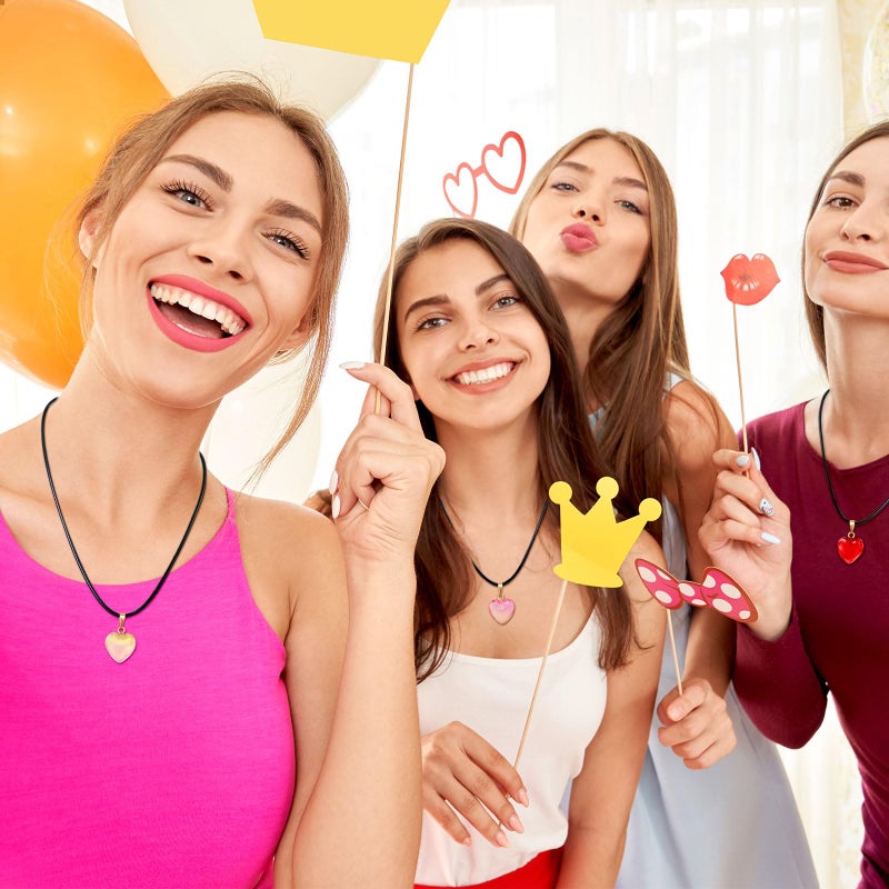 Omlisca Valentines Gifts for Kids 24 Pack Colorful Heart Shaped Pendant Necklace Birthday Party Favors Goodie Bags Filler for Women Party Supplies Wedding School Classroom Rewards Exchange - Image 5
