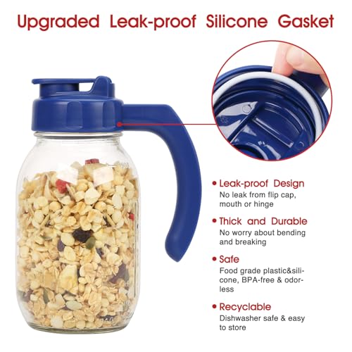 SOLIGT 2 Pack Regular Mouth Mason Jar Lids with Handle, Airtight & Leak-proof Seal, Easy Pouring Spout, Turns your Mason Jar into Pitcher, Jars not included - Image 3