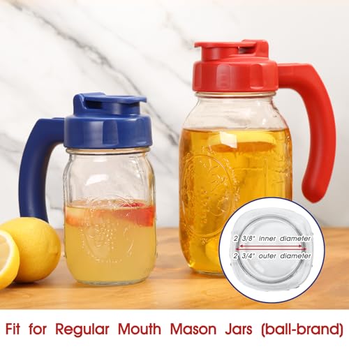 SOLIGT 2 Pack Regular Mouth Mason Jar Lids with Handle, Airtight & Leak-proof Seal, Easy Pouring Spout, Turns your Mason Jar into Pitcher, Jars not included - Image 5