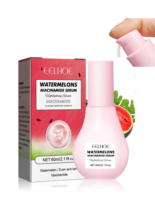 إيلهو مصل البطيخ النياسيناميد - تونر البطيخ المرطب سيروم الوجه الهيالورونيك لتفتيح الجلسرين ومصل فيتامين E متعدد الأغراض مصل الوجه خفيف الوزن 60 مل - Image 1