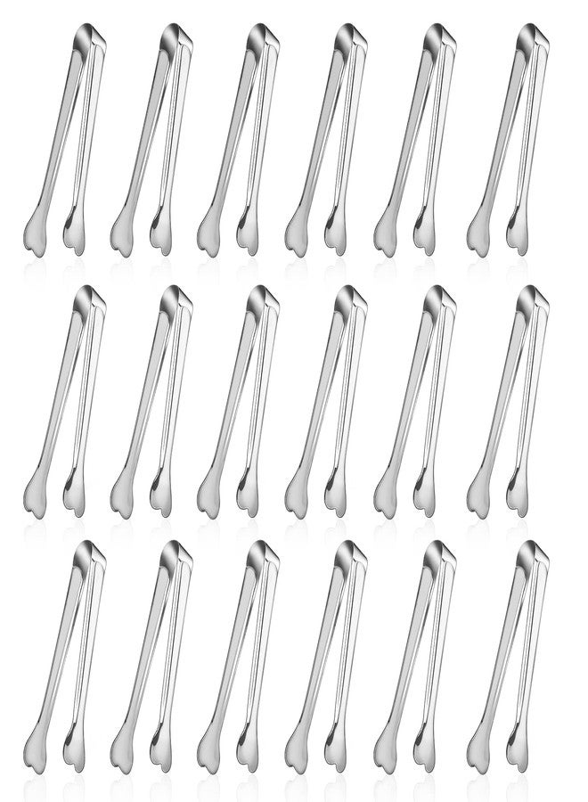 Dmoera 18 Pack Premium Small Serving Tongs, Mini Stainless Steel Appetizer Tongs 4.33Inch Silver - Image 1