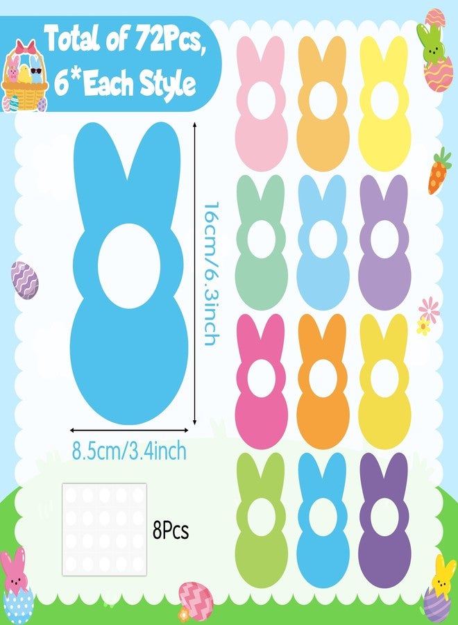 CPicdn 80Pcs Easter Bunny Cutouts with Photo Space, Colorful Rabbit Paper Cutouts for Bulletin Board Decorations, DIY Photo Name Tag Craft Kit Spring Classroom Wall Decor Home School Party Supplies - Image 2