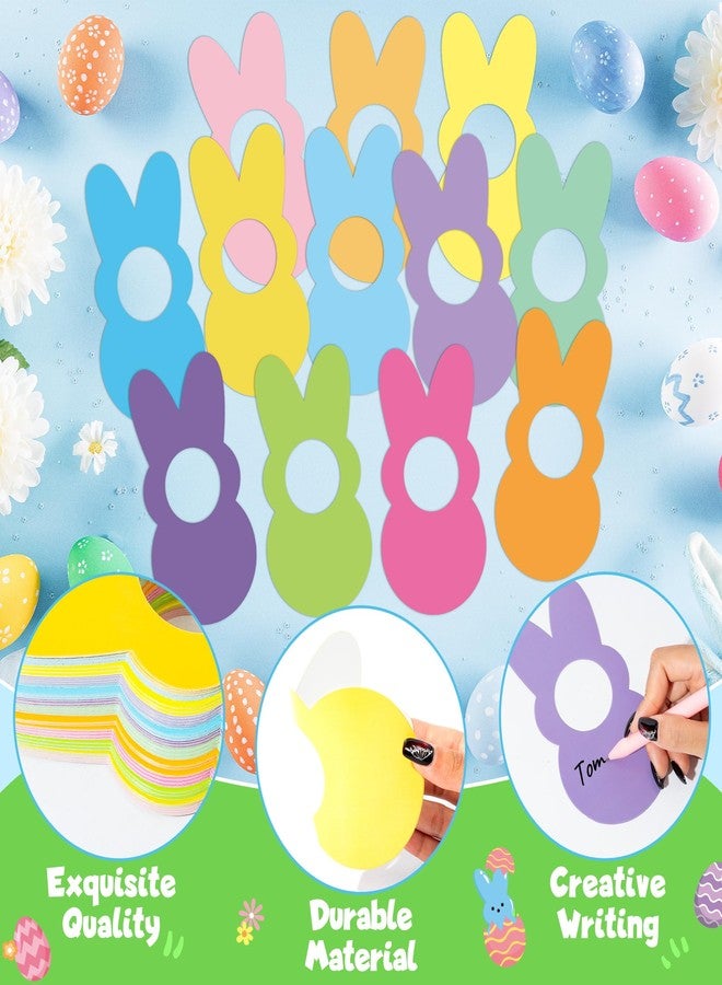 CPicdn 80Pcs Easter Bunny Cutouts with Photo Space, Colorful Rabbit Paper Cutouts for Bulletin Board Decorations, DIY Photo Name Tag Craft Kit Spring Classroom Wall Decor Home School Party Supplies - Image 3