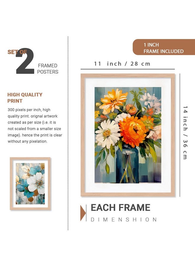 Walllane Modern Art Floral Painting Set for Living Room, Bedroom, Office - Nature Inspired Wall Decoration (10 Inch x 13 Inch) Set of 4 Cate-014 - Image 2