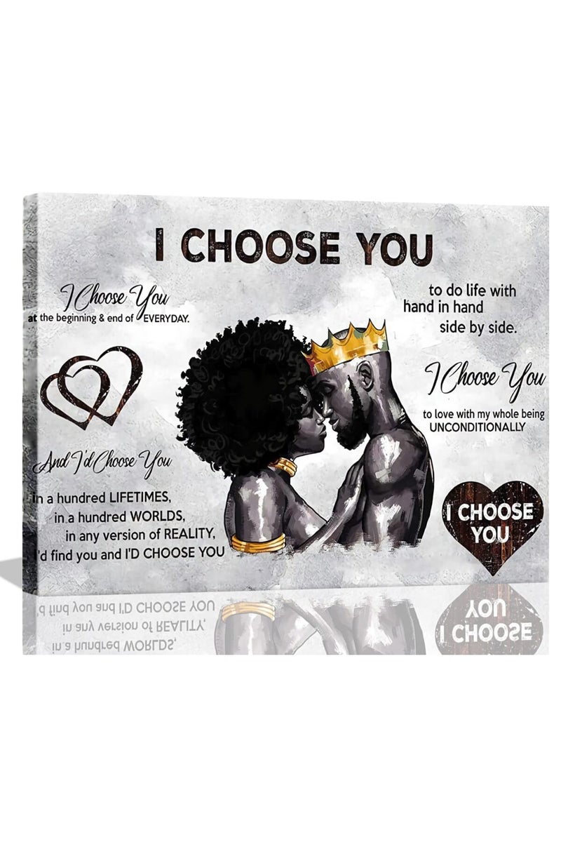 AKOTAC I Choose You Black Couple Canvas Art - Image 1