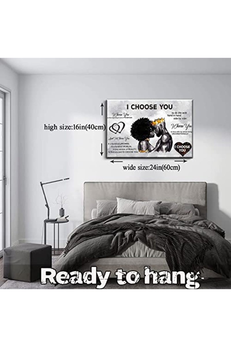 AKOTAC I Choose You Black Couple Canvas Art - Image 2