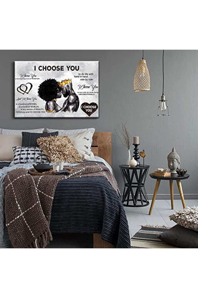 AKOTAC I Choose You Black Couple Canvas Art - Image 3