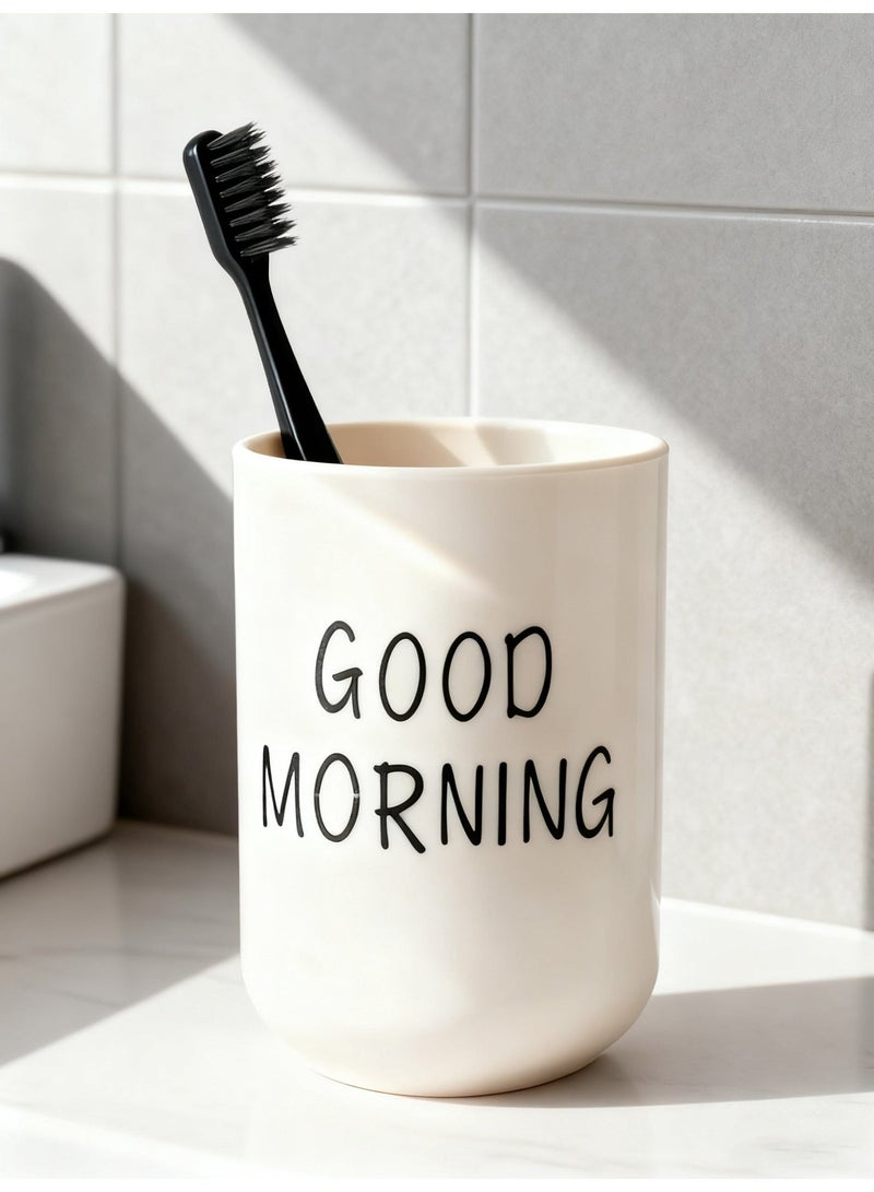 Toothbrush Cup for Bathroom, Printed Toothbrush Holder Cup, Beige10x7.2x7.2cm - Image 1