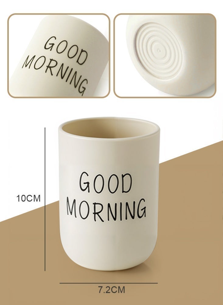 Toothbrush Cup for Bathroom, Printed Toothbrush Holder Cup, Beige10x7.2x7.2cm - Image 3