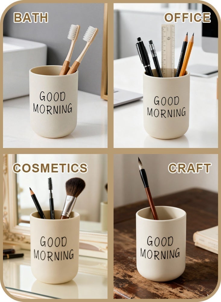 Toothbrush Cup for Bathroom, Printed Toothbrush Holder Cup, Beige10x7.2x7.2cm - Image 5