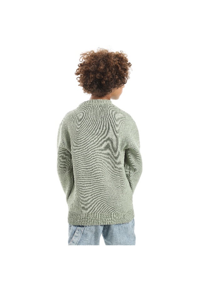 سيزار بلوفر أولادي صوف اخضر زيتوني فاتح - Image 3