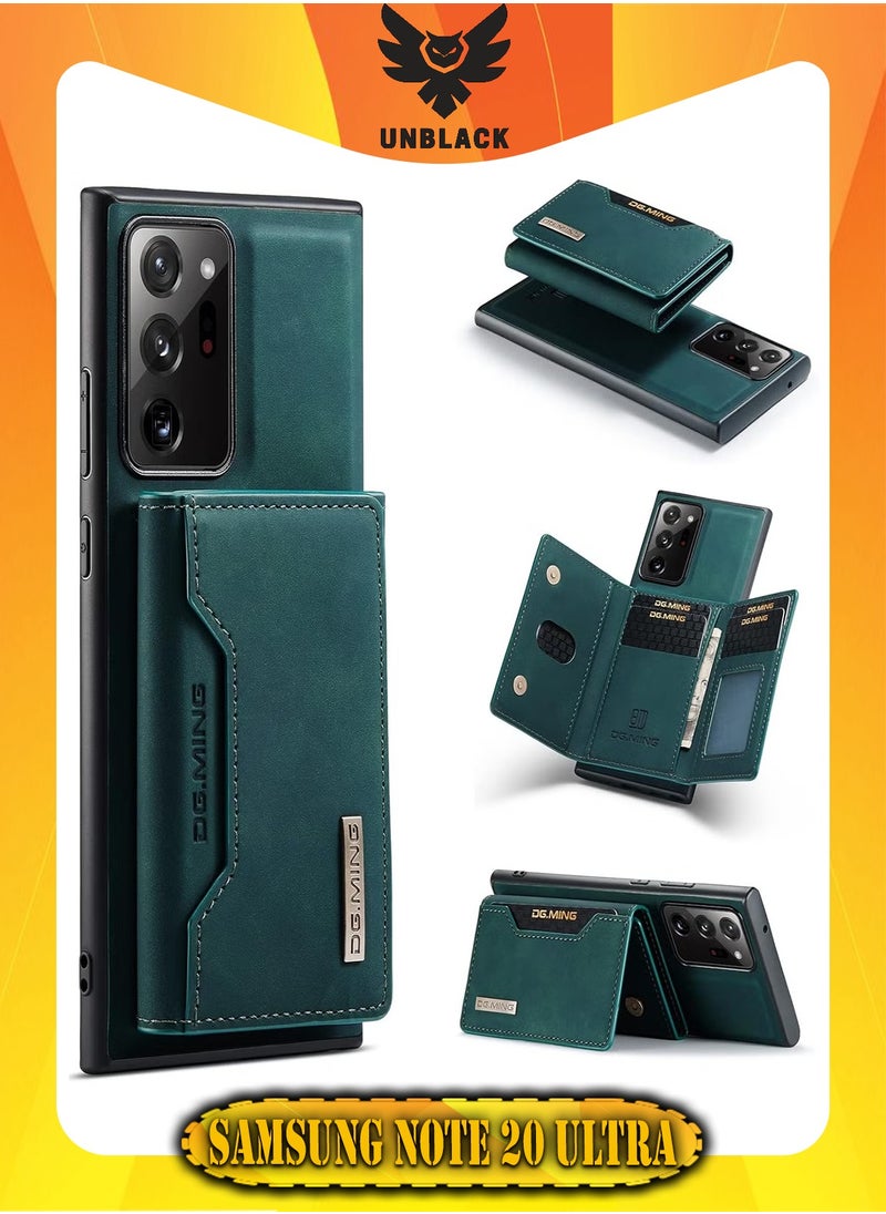DGMING Wallet Case for Samsung Galaxy Note 20 Ultra, DG.MING Premium Leather Phone Case Back Cover Magnetic Detachable with Trifold Wallet Card Holder Pocket (Green)  - Image 1