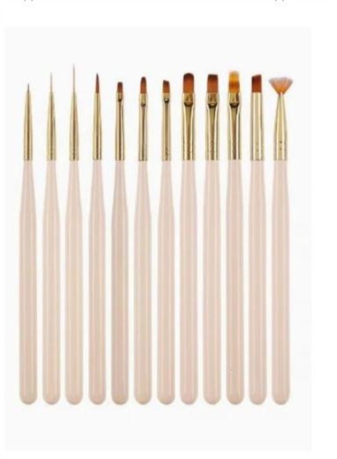 12-Pack Gold Art Brush Set with Pen Holder Children Adult Art Painting Brush PBT Nylon Wool Paint Detail Brush - Image 1