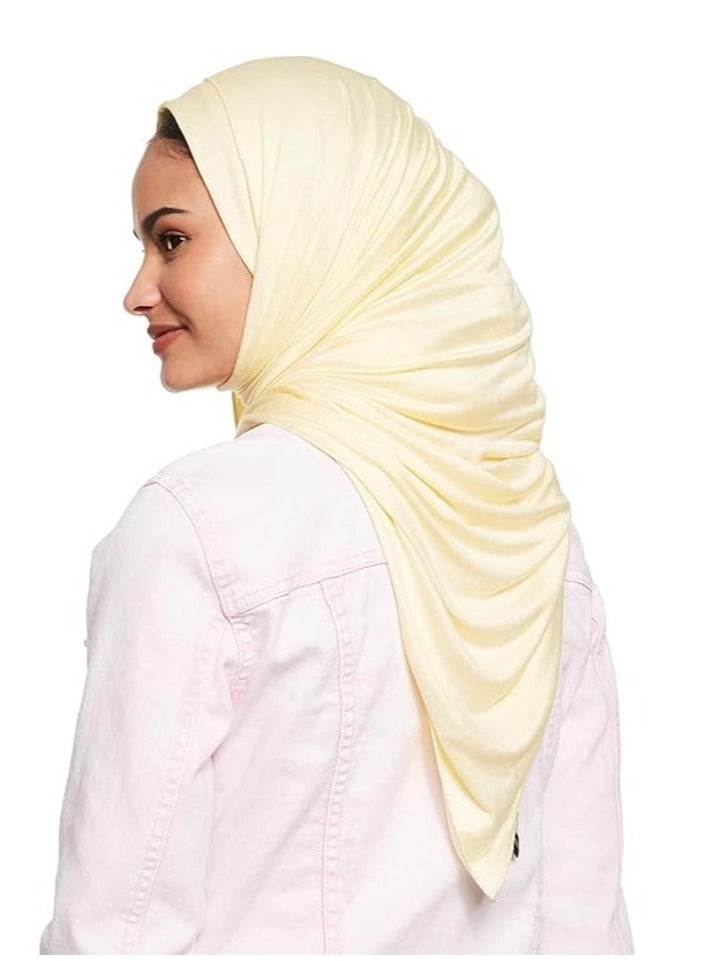 Jersey Stretch Shailah Hijab – Soft Cream Islamic Headscarf and Shawl - Image 3