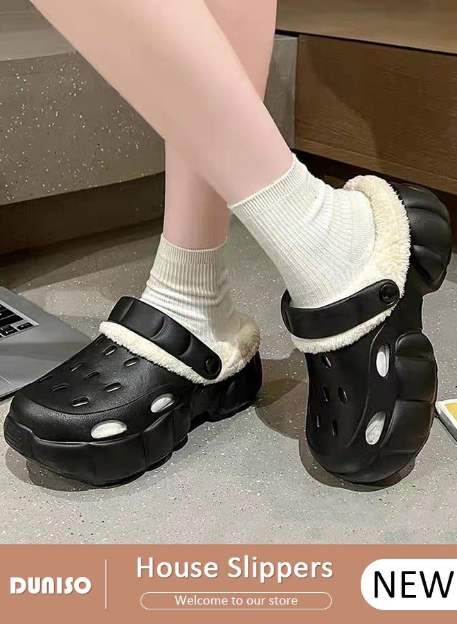 House Slippers for Women,Washable Lined Clogs, Fashion Warm Shoes with Thick Sole, Comfortable Home Fuzzy Slippers, Lightweight Non Slip House Shoes For Cozy Indoor Outdoor - Image 1