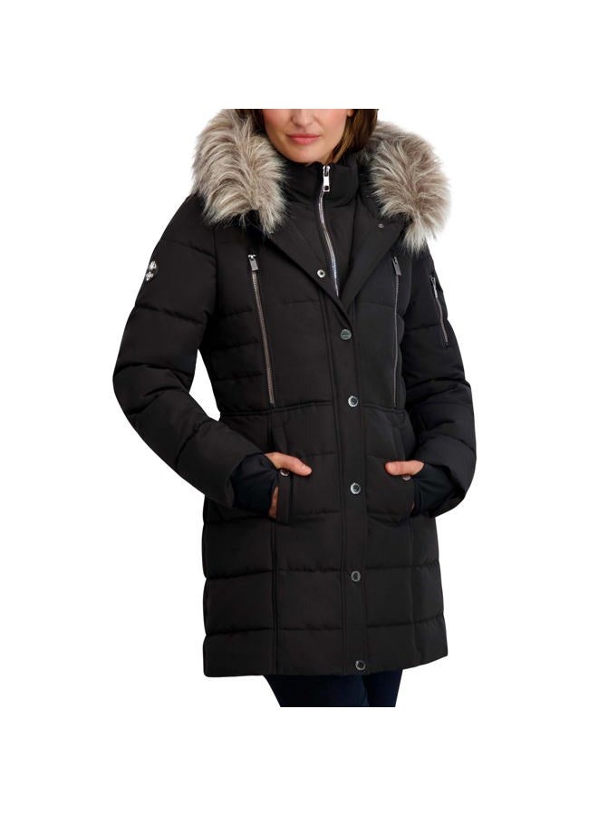 NAUTICA Women's Soft Mist Heavyweight Puffer Jacket– Winter Coat with Detachable Faux Fur Hood, Storm Cuffs, Black, Small - Image 1